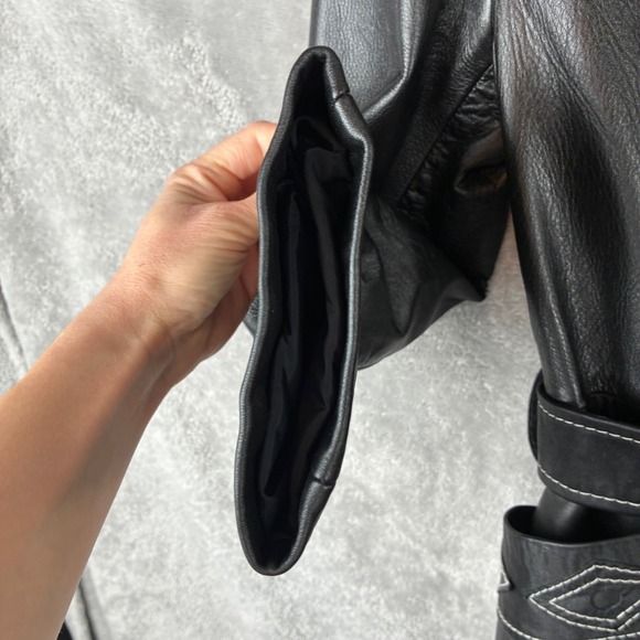 VTG 70s Suburban Internat'l Leather Coat Black Small Western Cowgirl Country - Picture 14 of 16